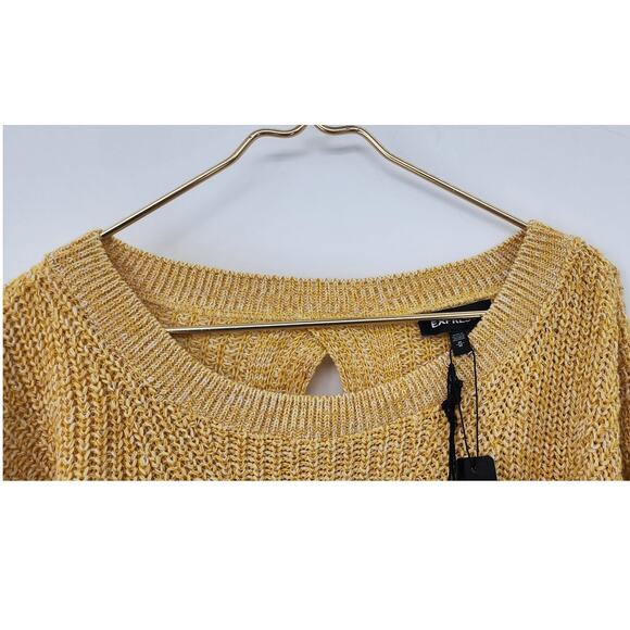 New NWT Express Knit Sweater Size Medium‎ Yellow White Open Back Loops - Picture 3 of 7